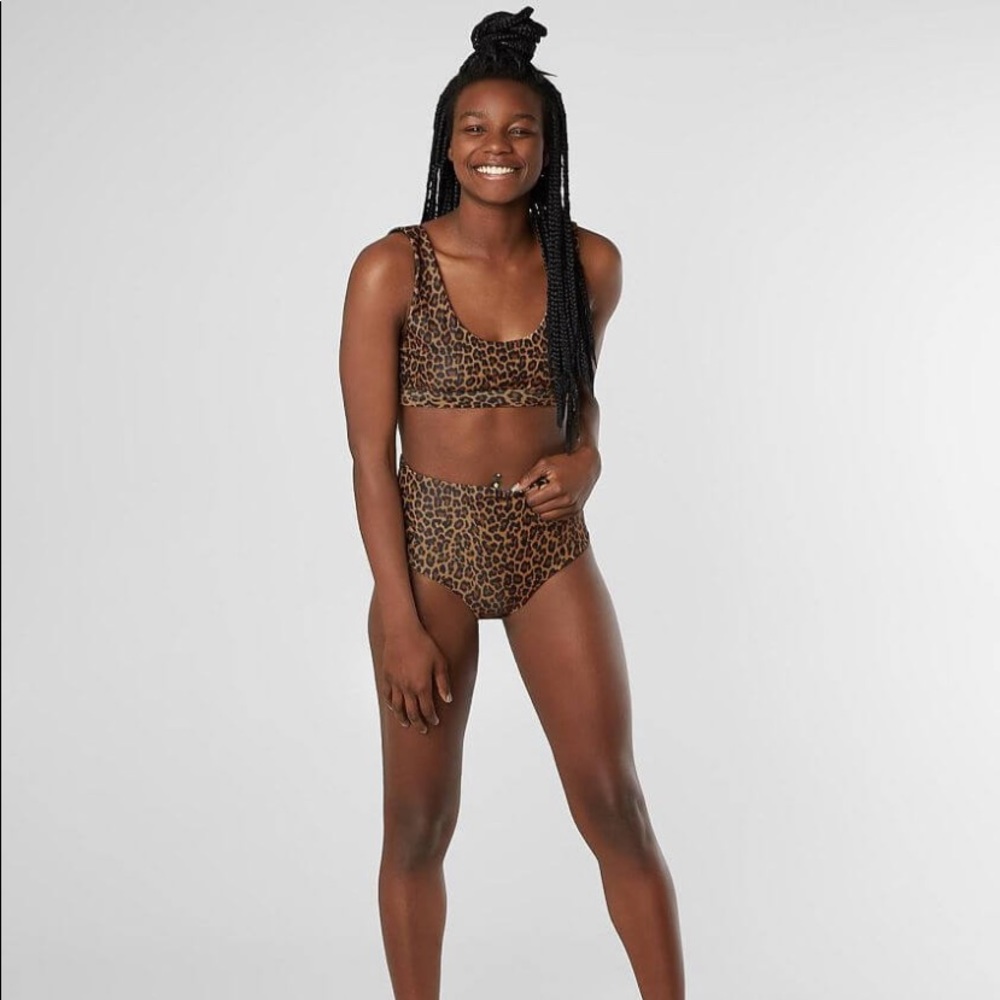Cheetah print high waist swimsuit